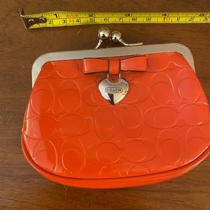 Vintage COACH Patent Leather Orange Coin Purse.  Excellent condition